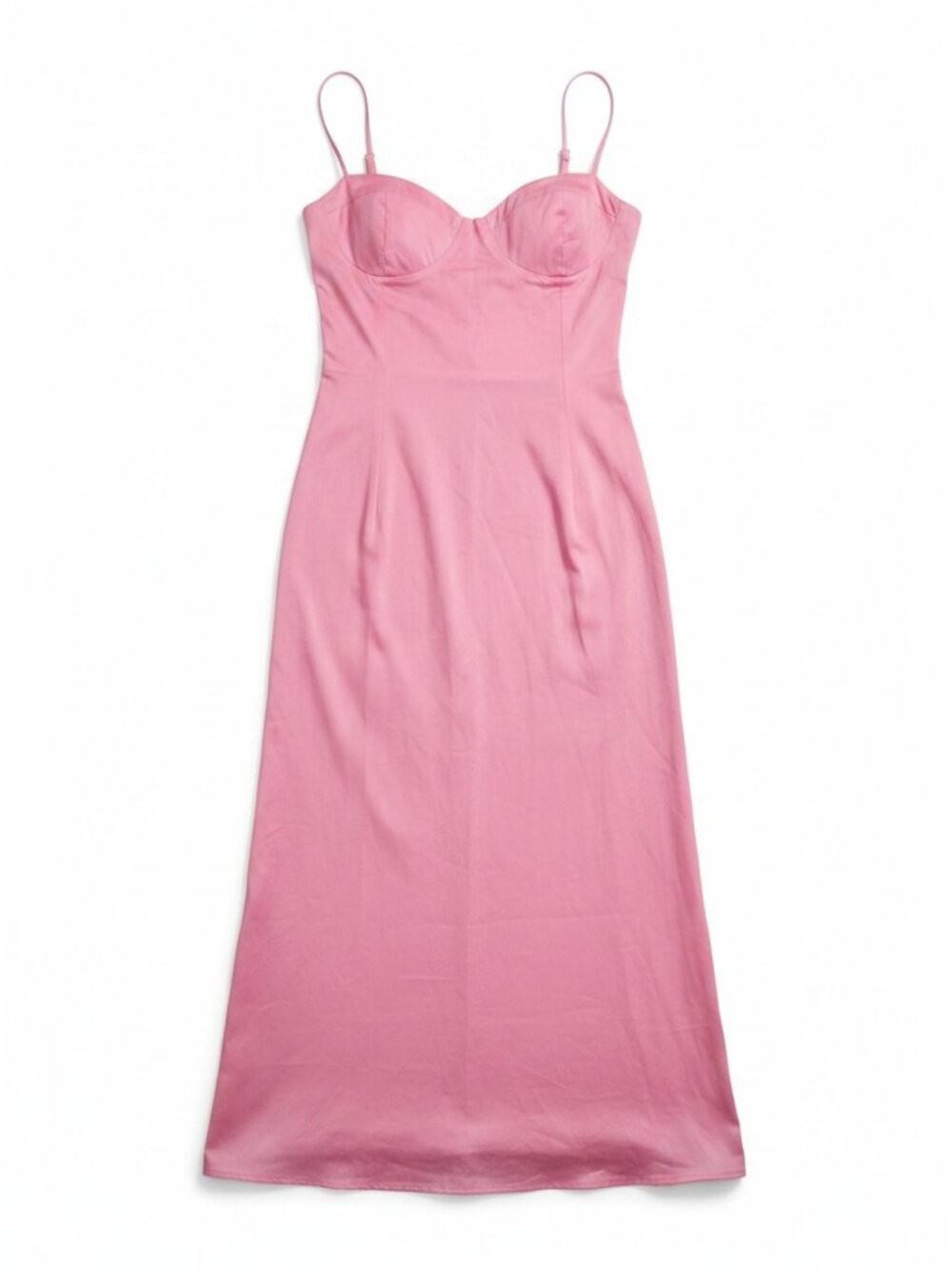 Zara Pink Bustier Midi Dress XL Cotton Spaghetti Strap Fitted Barbiecore 90s